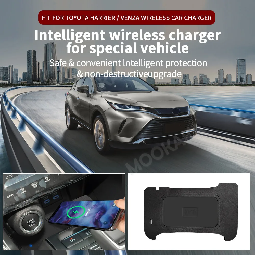 For Toyota Harrier Venza 2021-2023 Quick QI Car Wireless Charger Fast Charging Intelligent Infrared Mobile Phone Dashboard