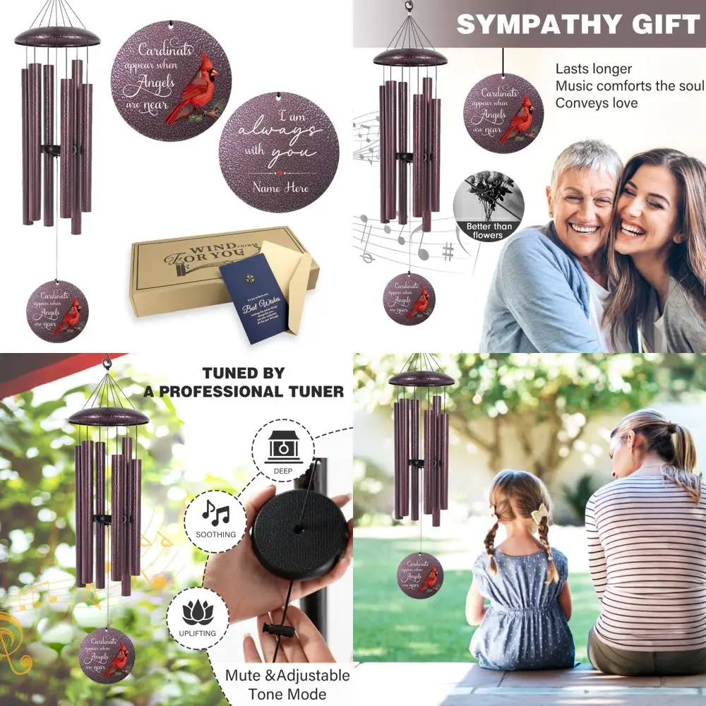

32-inch memorial wind chimes in honor of departed loved ones - personalized sympathy gifts for grieving families