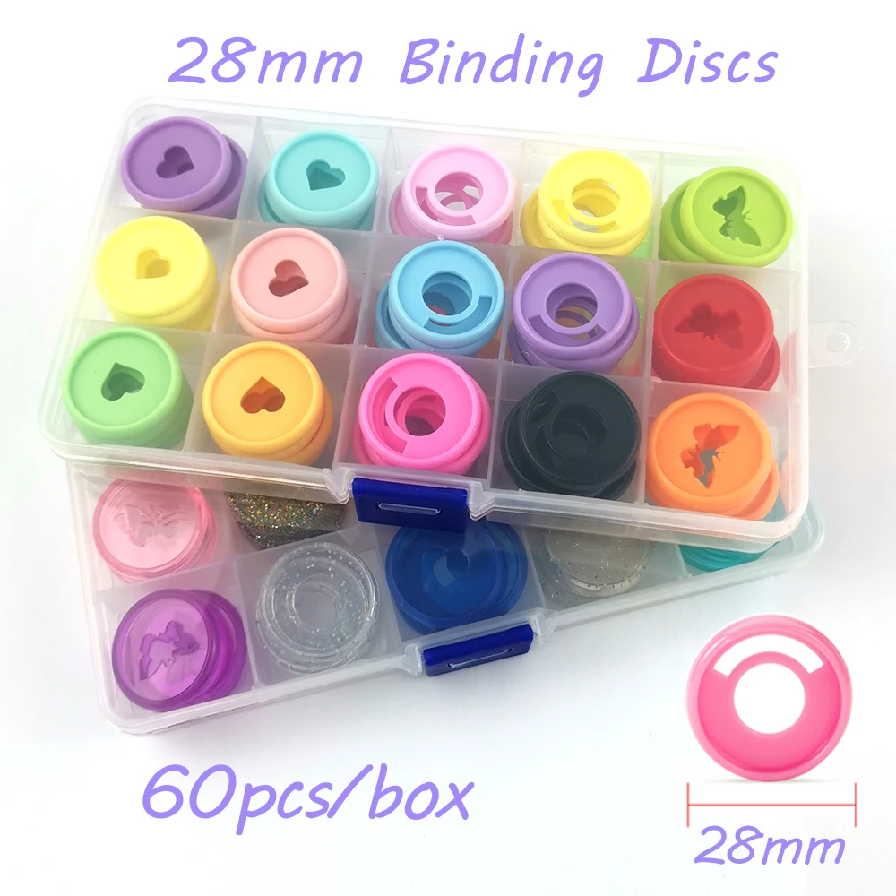 Caixa de 28mm cogumelo buraco discos binder anéis loose-leaf buckle binder caderno encadernação disco diy planejador anéis ligação suprimentos