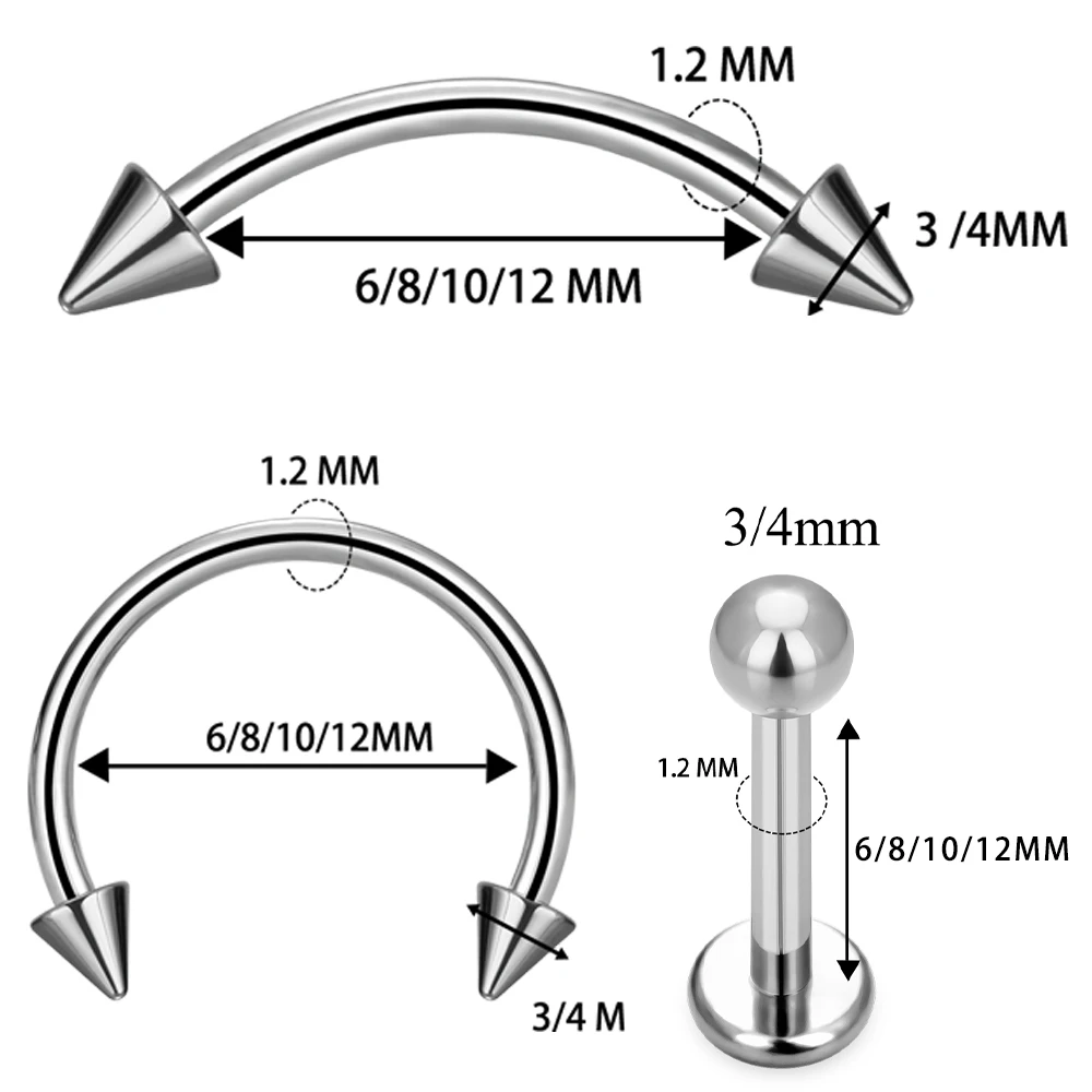 1/5PC G23 Titanium Nose Rings Piercings Lip Eyebrow Ear Septum Helix Cartilage Septum Body Jewelry Piercing Labret Nariz C Rod