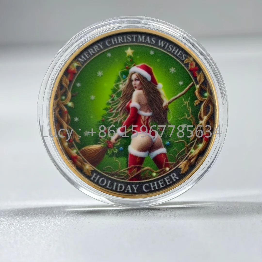 Merry Christmas Souvenir Coin Beauty Girl Gold Plated Coins Crafts for Collection