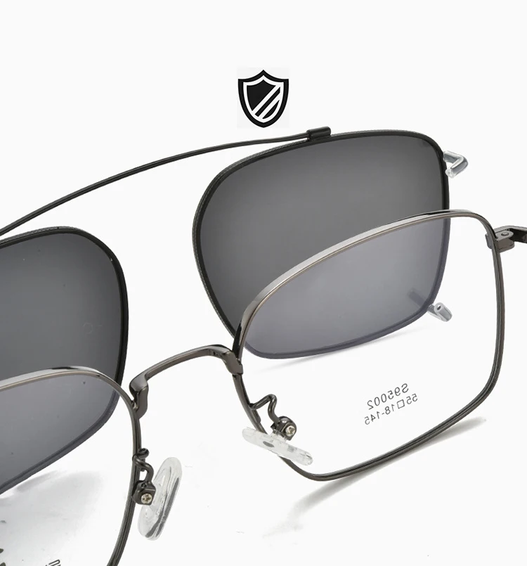 BCLEAR Vintage Legierung Clip-Auf Sonnenbrille Mode Optische Rahmen Männer Frauen Spektakel Polarisierte Clip Sonnenbrille UV Schutz – Detail 6