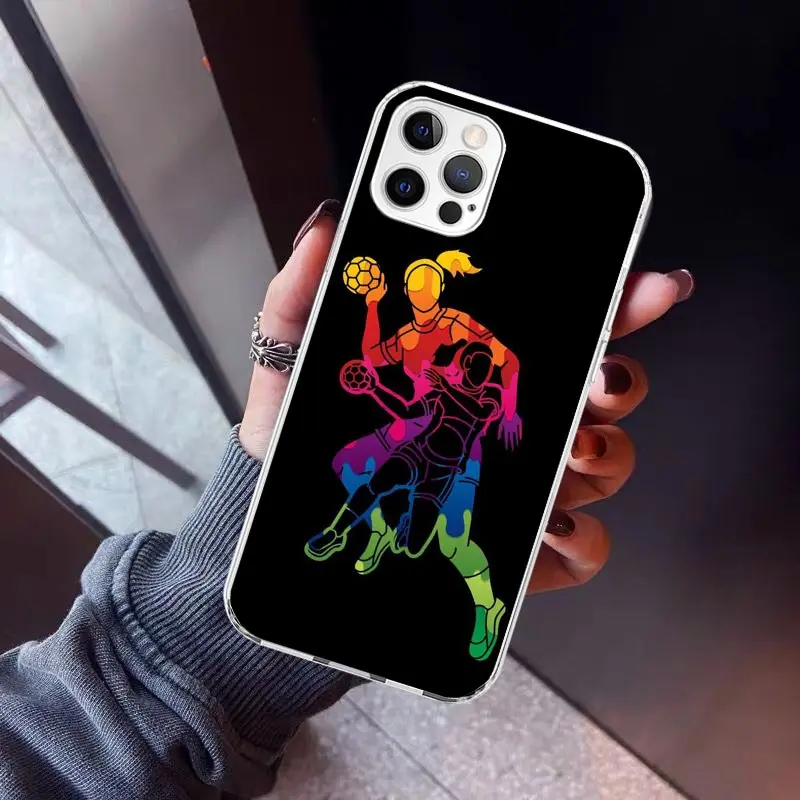 Funda de teléfono deportiva con diseño de balonmano para Apple, carcasa trasera de TPU suave para iPhone 11, 13, 14 Pro, 15, 12 Mini, SE, X, XR, XS, Max, 7, 8 Plus