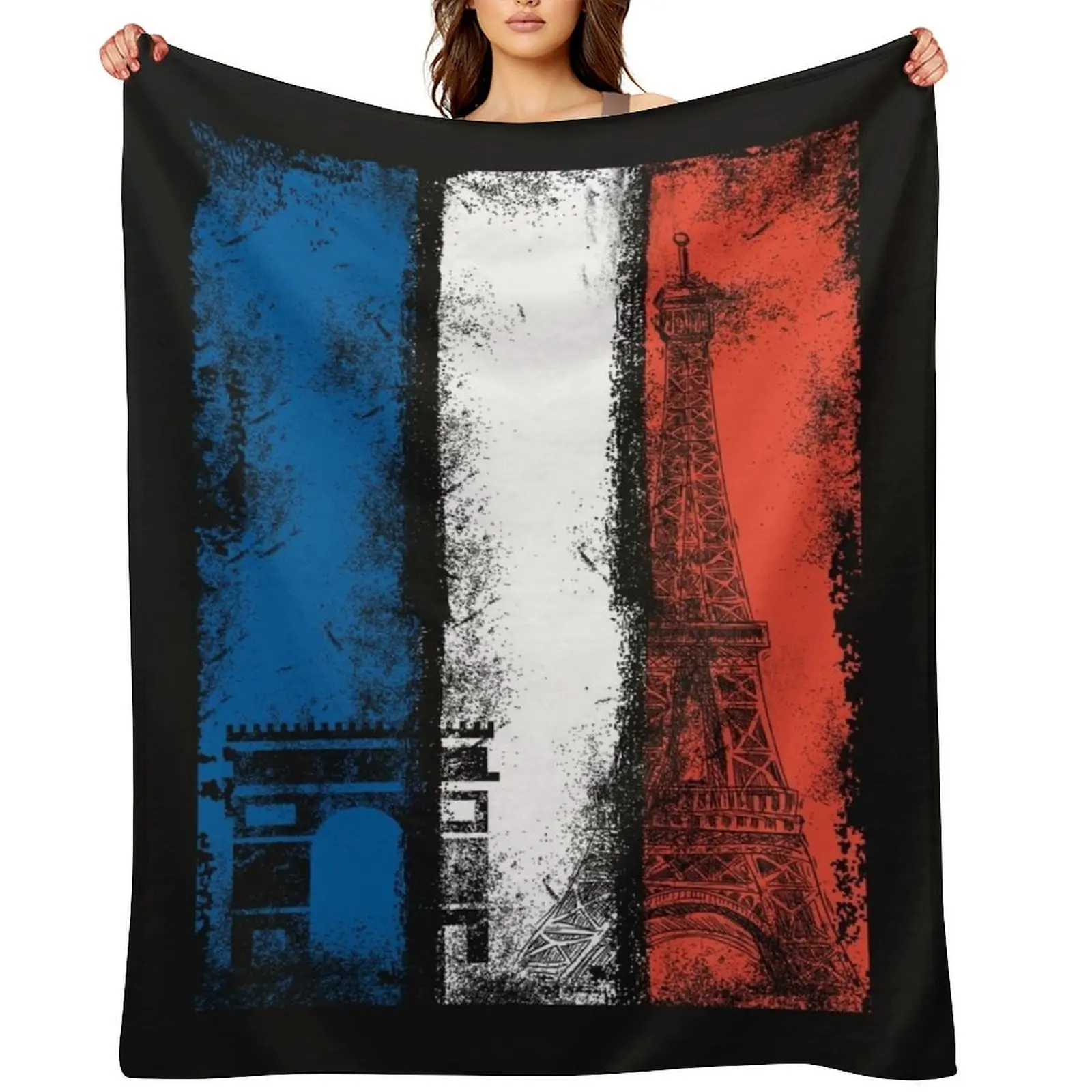 

France Flag Cool Vintage Style French Flag France Lover Throw Blanket Polar Soft Plaid Sofas Blankets