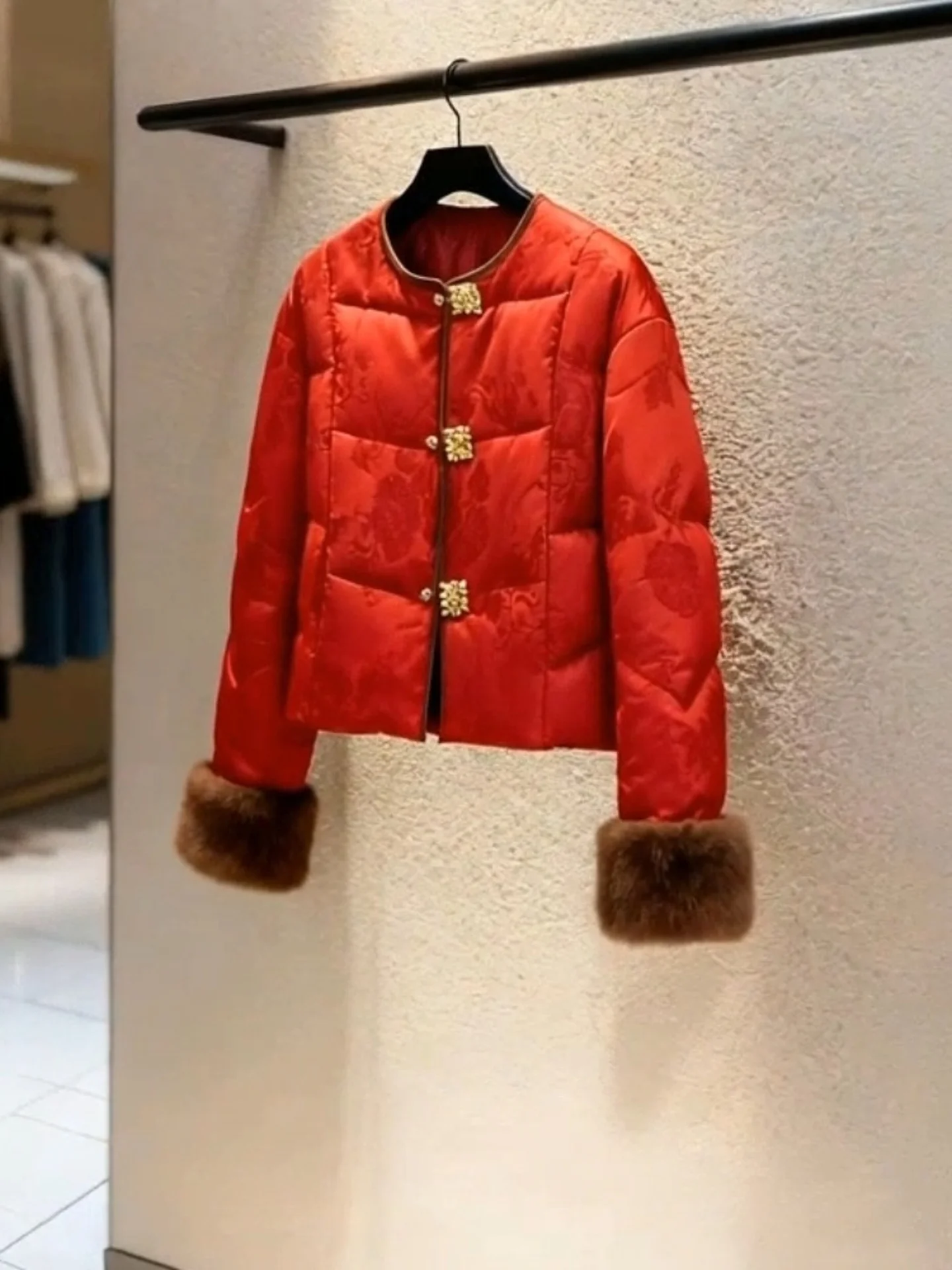 Sli Roter Wintermantel Chinese National Sle Cisas Neujahr High End Feeling Damen Daunenjacke Warm Thiened Ort M...