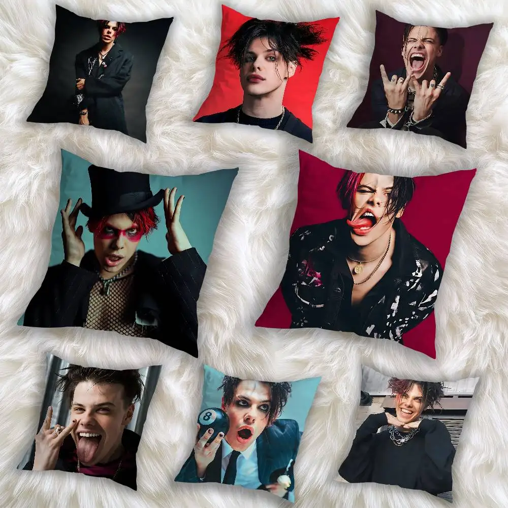 

cool Weird Music Yungblud Pillow Case Square Double-Sided Printing Short Plush Sofa Cushion Cover Bedroom Bedside Pillow