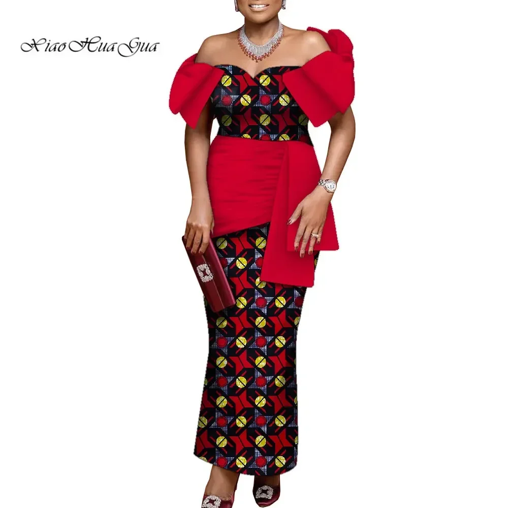 Off Shoulder African Dresses for Women Robe Africaine Femme Long Dashiki Dress Women Evening Dress for Party WY9997