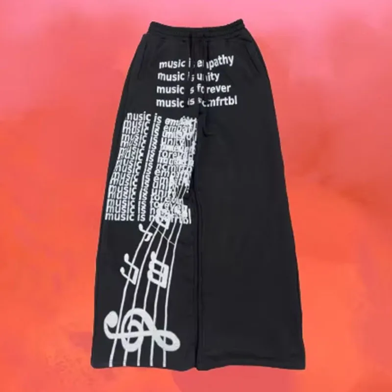 2000s الأمريكية خمر سراويل تقليدية شخصية رسالة مطبوعة بنطلون الهيب هوب السراويل الرياضية فضفاضة مرونة الخصر سراويل للجري