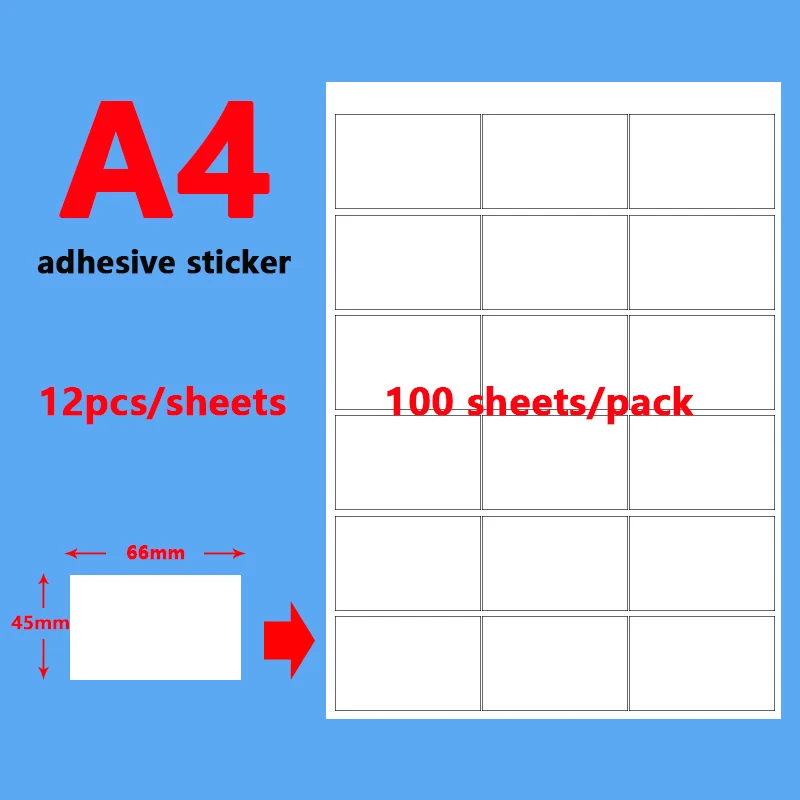 A4 Writable Address Labels Self-Adhesive Name Sticker Package Label Tags for Inkjet/Laser Printer Splitting Paper