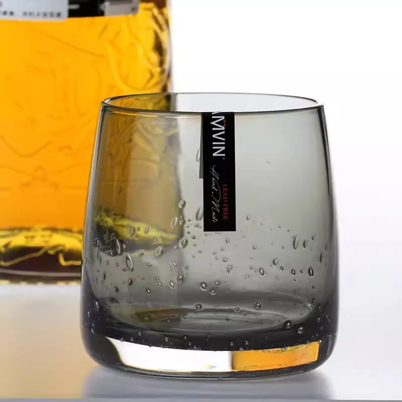 Japanese Style Gray Basalt Whiskey Glass Crystal Brandy Snifters XO Wine Glasses Cup Whisky Tumbler Sake Bowl With Wood Gift Box