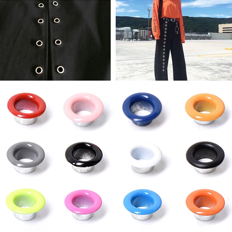 50pcs 4/6mm Multicolor Metal Eyelets Grommet Ring With Washer For DIY Leathercraft Scrapbooking Shoes Belt Cap Bag Tags Clothes