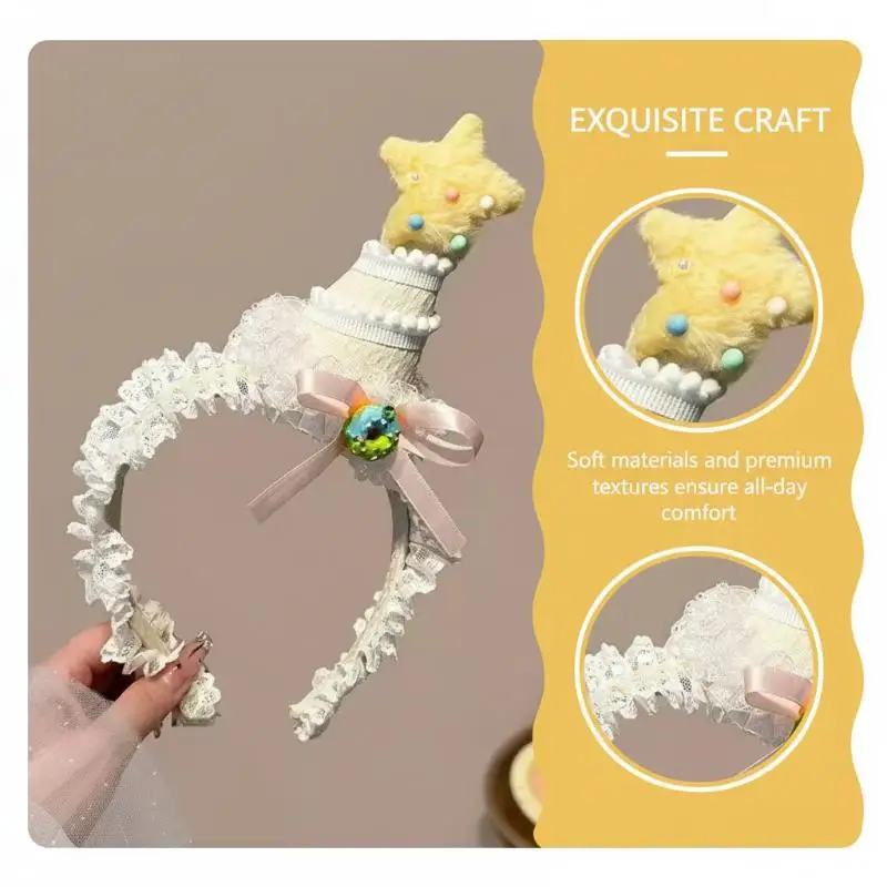 Yellow Star Hair Accessories Birthday Hat Headband for Girls Cake Hair Clip for Festive Party Occasions view 4
