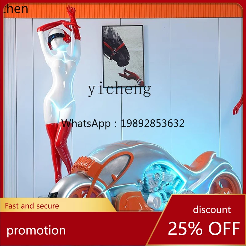 YFY-escultura galvanizada de chica futura, adorno luminoso Kongshanji, decoración de suelo mecánica de estilo técnico grande para chica