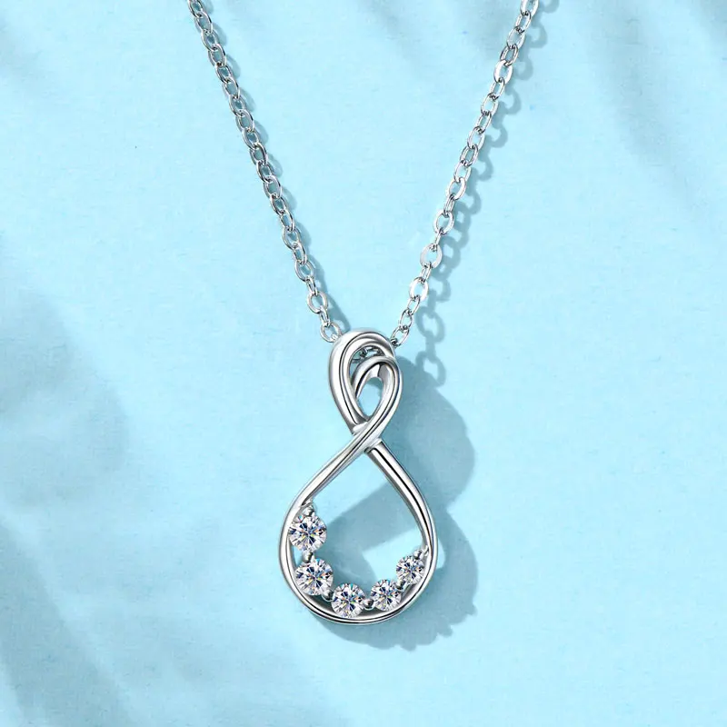 

IOGOU vvs1 Full Moissanite Diamond Pendant Infinity Necklace for Women 925 Sterling Silver 2025 Trend New In Engagement Jewelry