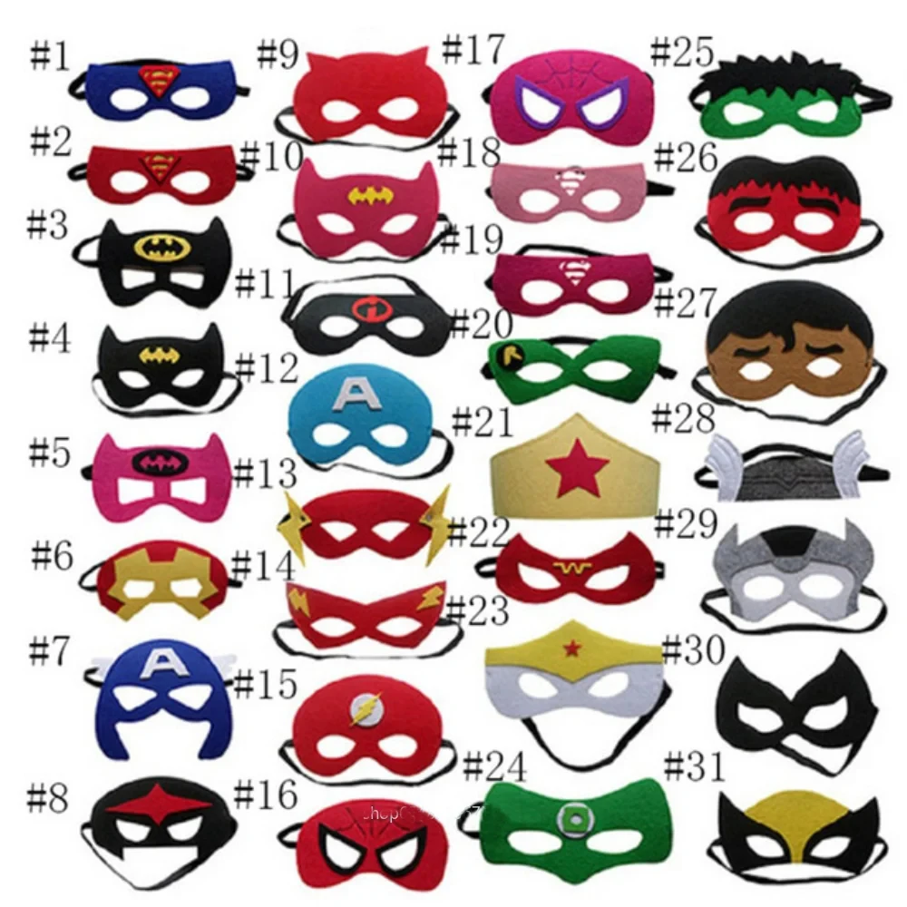 Children's Superhero Felt Mask Party Props Cosplay Costume Halloween Spider Man