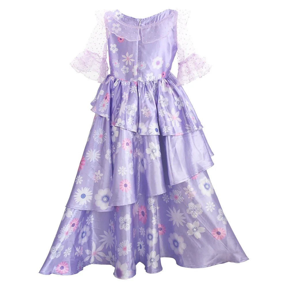 Anime Movie Isabela Madrigal Cosplay Costume Kids Adult Purple Floral Princess Dress Halloween Party Fancy Dress for Woman Girls - view 2
