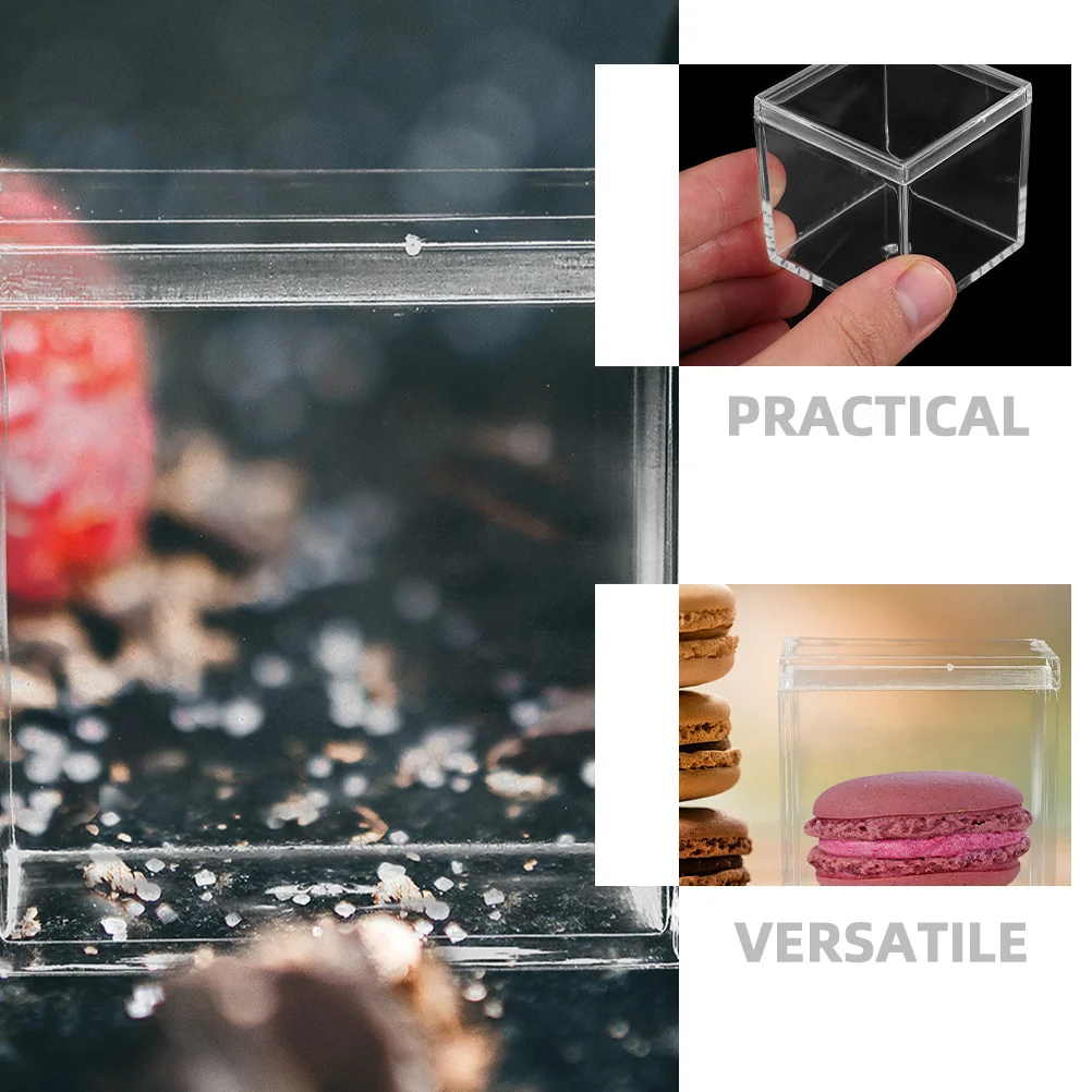 

10Pcs Transparent Square Candy Boxes Clear Acrylic Mini Storage Box Jewelry Organizer Case Small Container for Chocolate Favors
