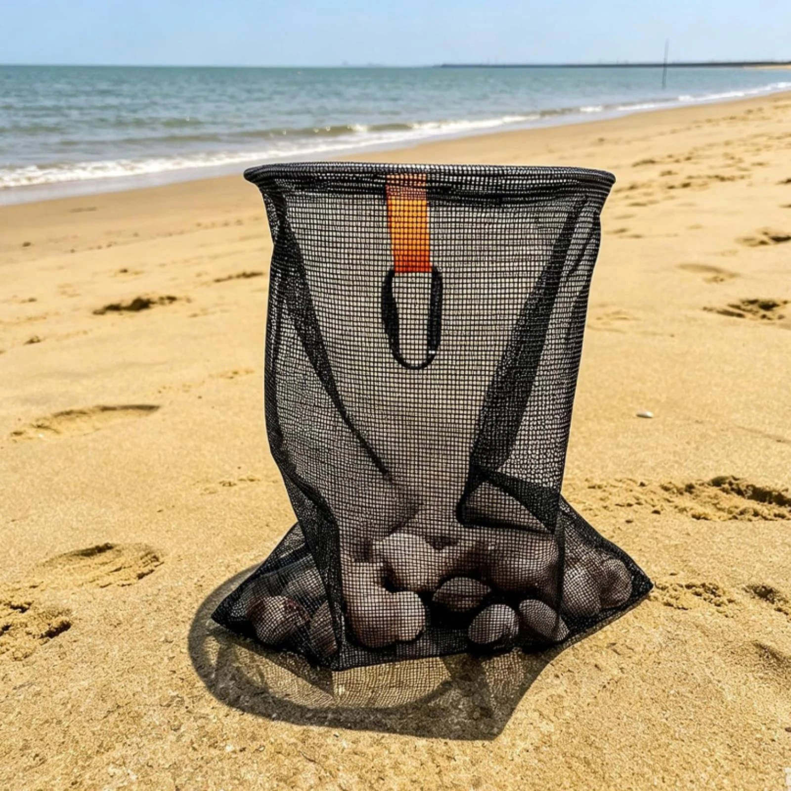 Clam Bag Handsunrestricted Shellfish Bag Cylindrical Sturdy for Clammers, Beachcombing, Wading
