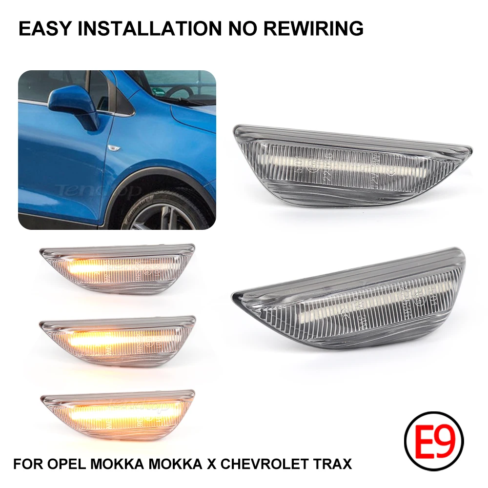 Dynamic Amber LED Flashing Turn Signal Side Marker Lamp For Opel Mokka X Chevrolet Trax 2012-2020 Buick Encore