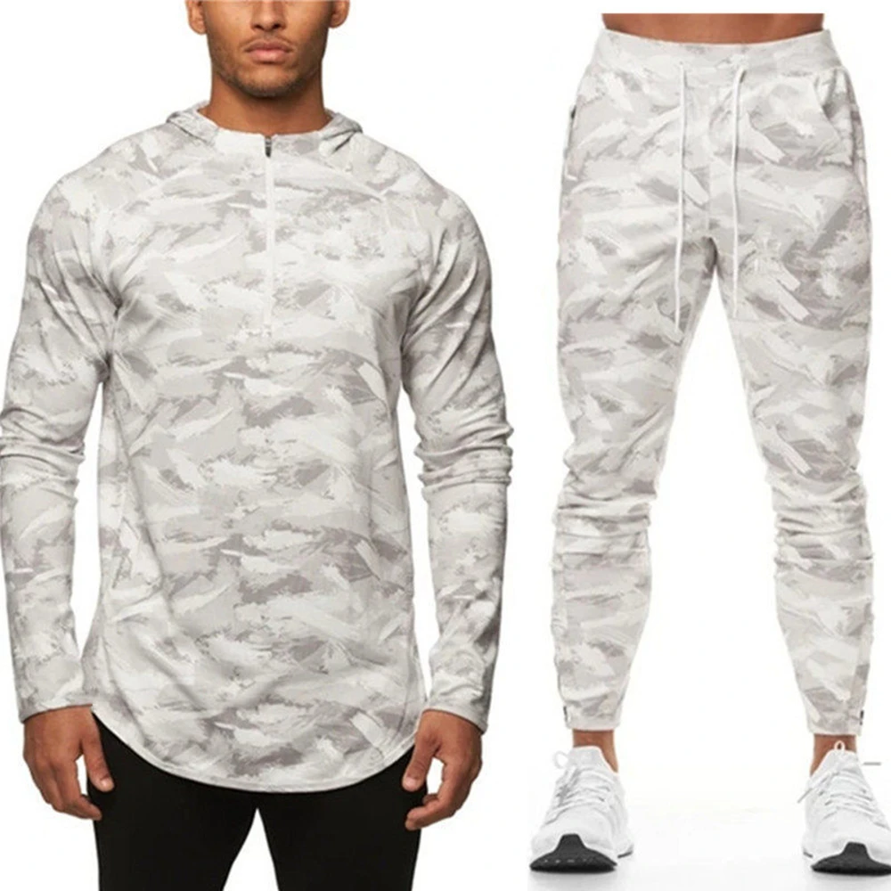 Mens Training Tracksuits Sets Camouflage Gym Kits Sportswear Thin Breathable Tops Fitness Jogging Sport Suits Running Camo Sets