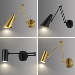Modern Touch Sensor Adjustable Swing Long Arm LED Wall Lamps  Internal Wall Washer Household Bedroom Switch Decor Sconce Lights