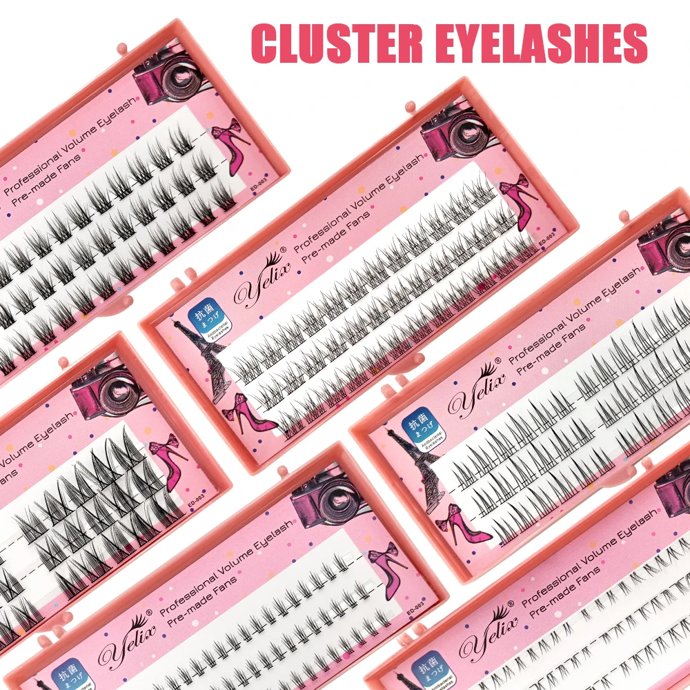 Yelix Multi-Style Mink Eyelashes Extension Natural 3D Volume Fake Lashes Individual Cluster Lashes Makeup Tools Cilia