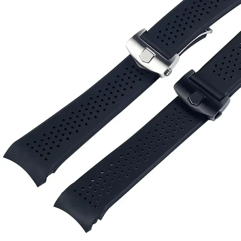 المطاط الطبيعي الساعات ل تاغ هوير جراند كاريرا معصمه مقاوم للماء الرياضة حزام لينة سوار ساعة سيليكون 22 مللي متر 24 مللي متر #6