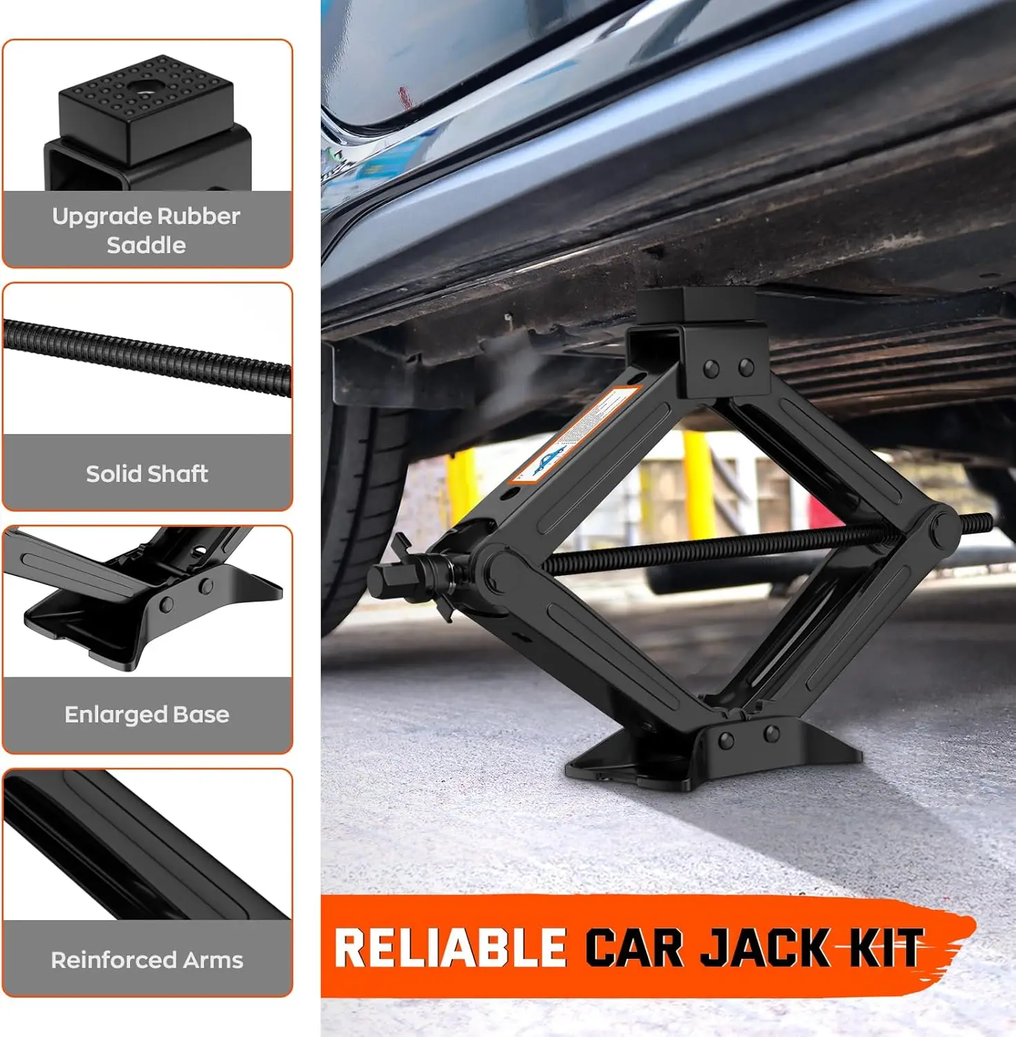 Kit universal de cric para carro de tesoura de 2 toneladas com chave de talão para SUV/MPV