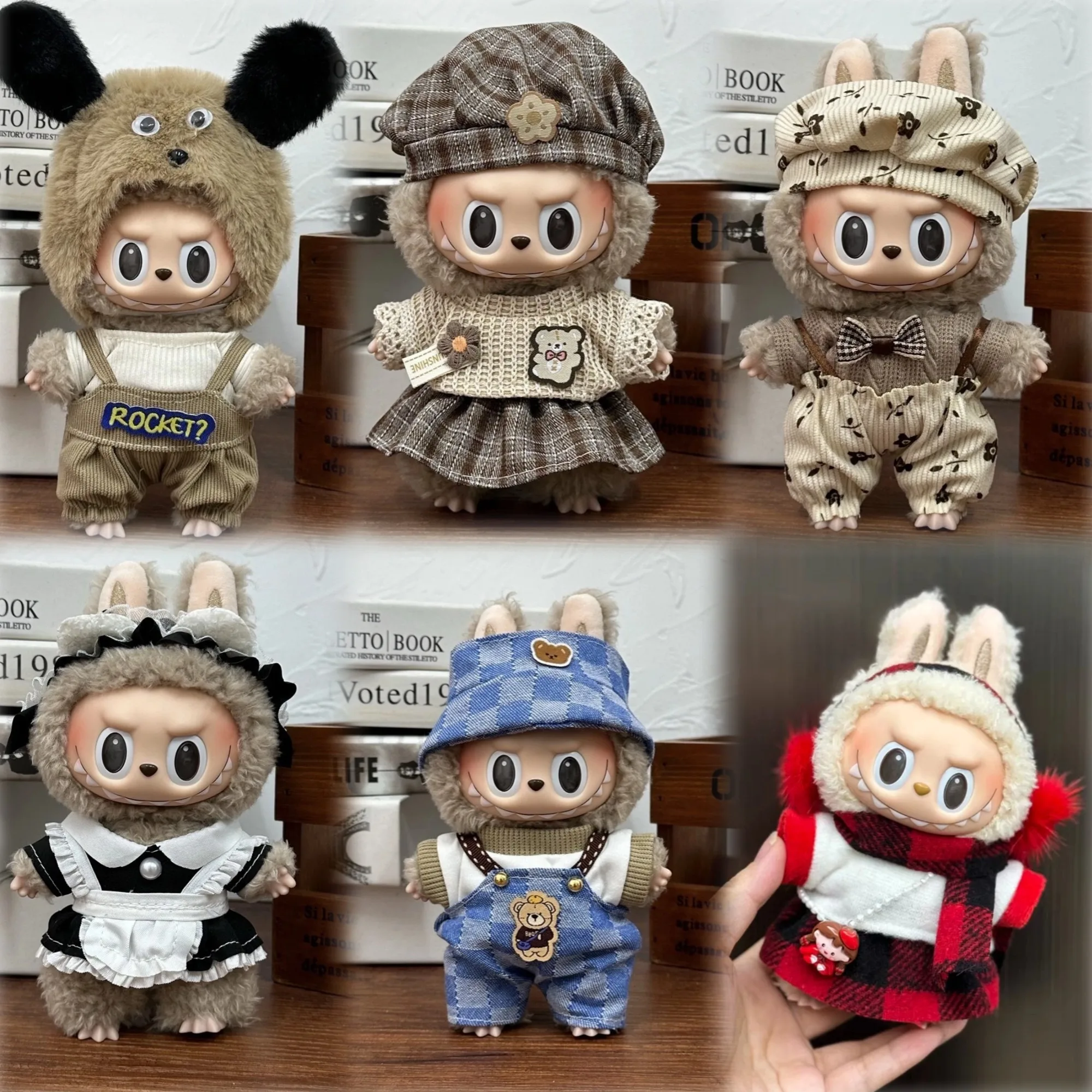 For 17cm Labubu V1 V2 V3 Plush Toy  Multiple Styles Clothing Set Labubu Outfit Accessories Trendy Play Clothing  Ropa Labubu