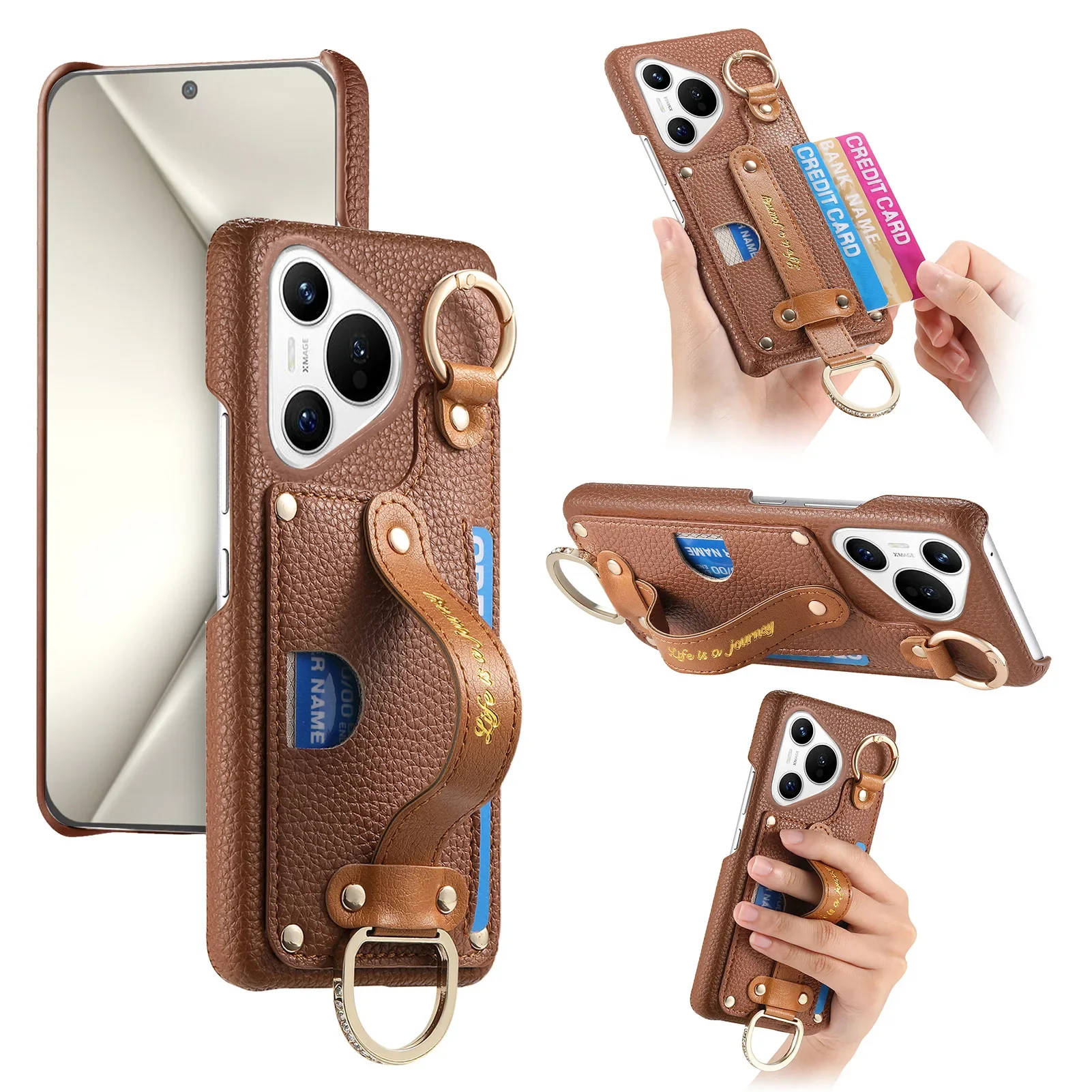 Wrist Band Card Bag Case For Samsung Galaxy A53 A33 A23 A13 A52 A32 A22 Finger Ring Leather 1 Card Slot RFID Blocking Cover