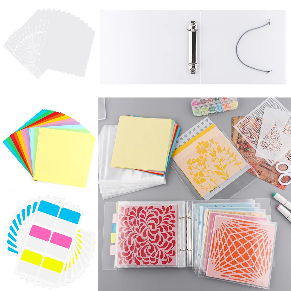 

6*6 inch Cookie Stencil Storage Binder Inner Pages Backing Cardstock Label Stickers for Die Cuts Photo Stamps Stencil Sorting