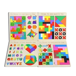 3 IN 1Children Wooden Block Puzzle Game Baby ThinkingLogic Early Education FunToy Brain Training Table Montessori birthday Gift