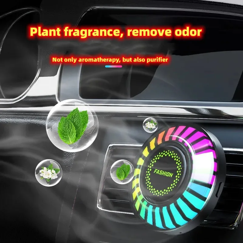 Car LOGO customization RGB LED Strip Sound Control Voice Rhythm Atmosphere Light Car Air Freshener Aromatherapy Wireless Remote