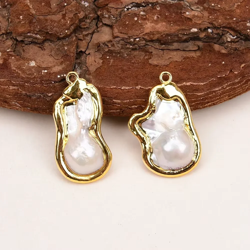 

3 Pcs Natural White Baroque Pearl Water drop Gold Plated Pendant For Keshi Pearl Necklace Jewelry DIY