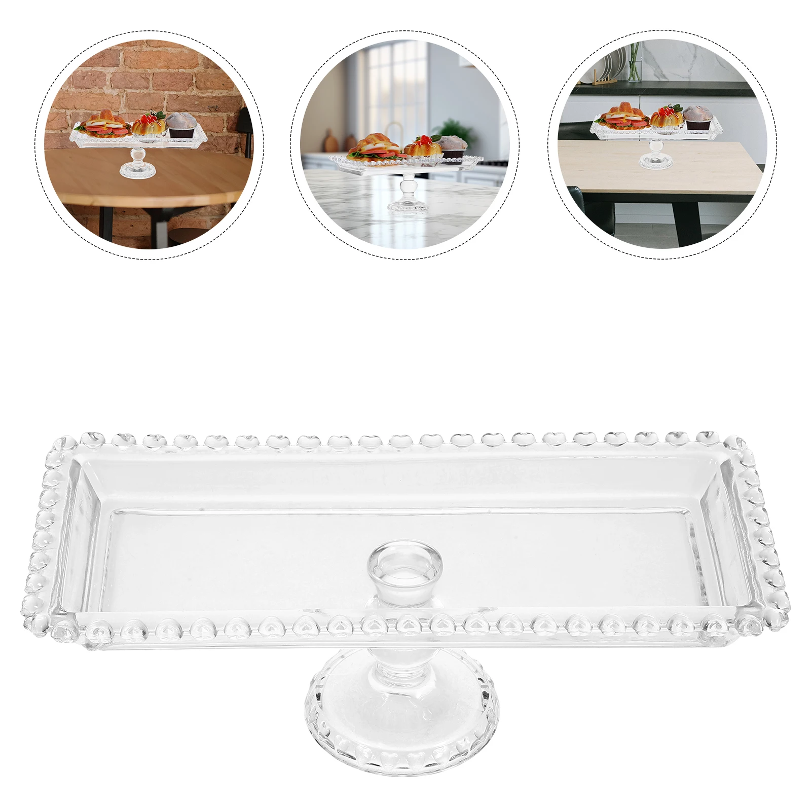

Platters Fruit Tray Glass Serving Dessert Plates Decorative Crystal Square Dish
