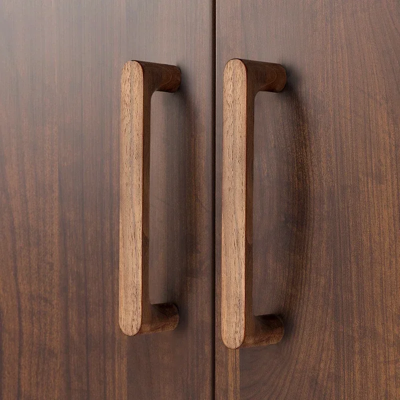 Drawer Cabinet Door Wood Grain Handle Natural Wood Wind Pipe Cabinet Vertical Cabinet Light Luxury Solid Wood Handle