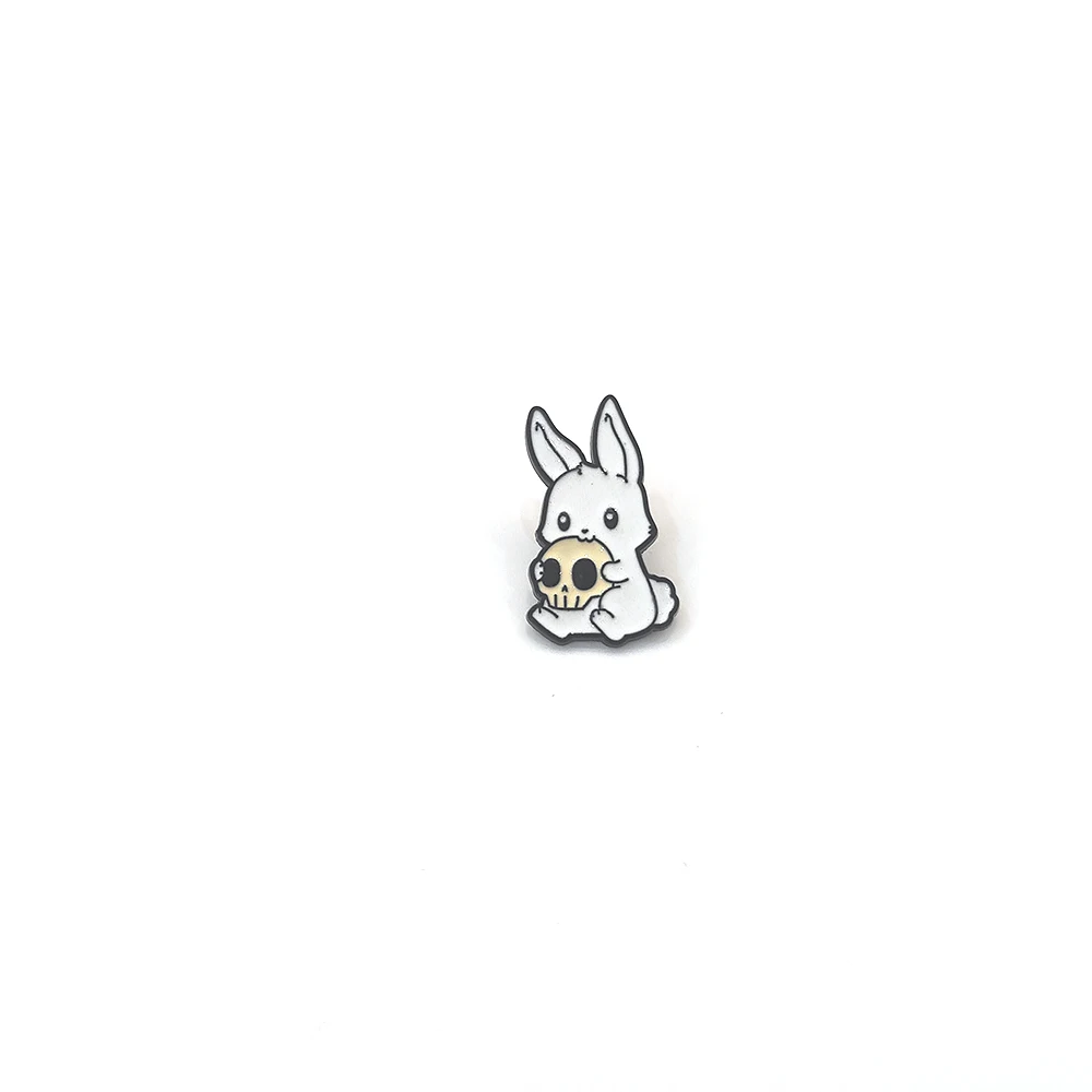 

Cute Easter Bunny Brooch Cartoon Skull Rabbit Enamel Pin Metal Badge Backpack Clothing Fashion Jewelry Accessories