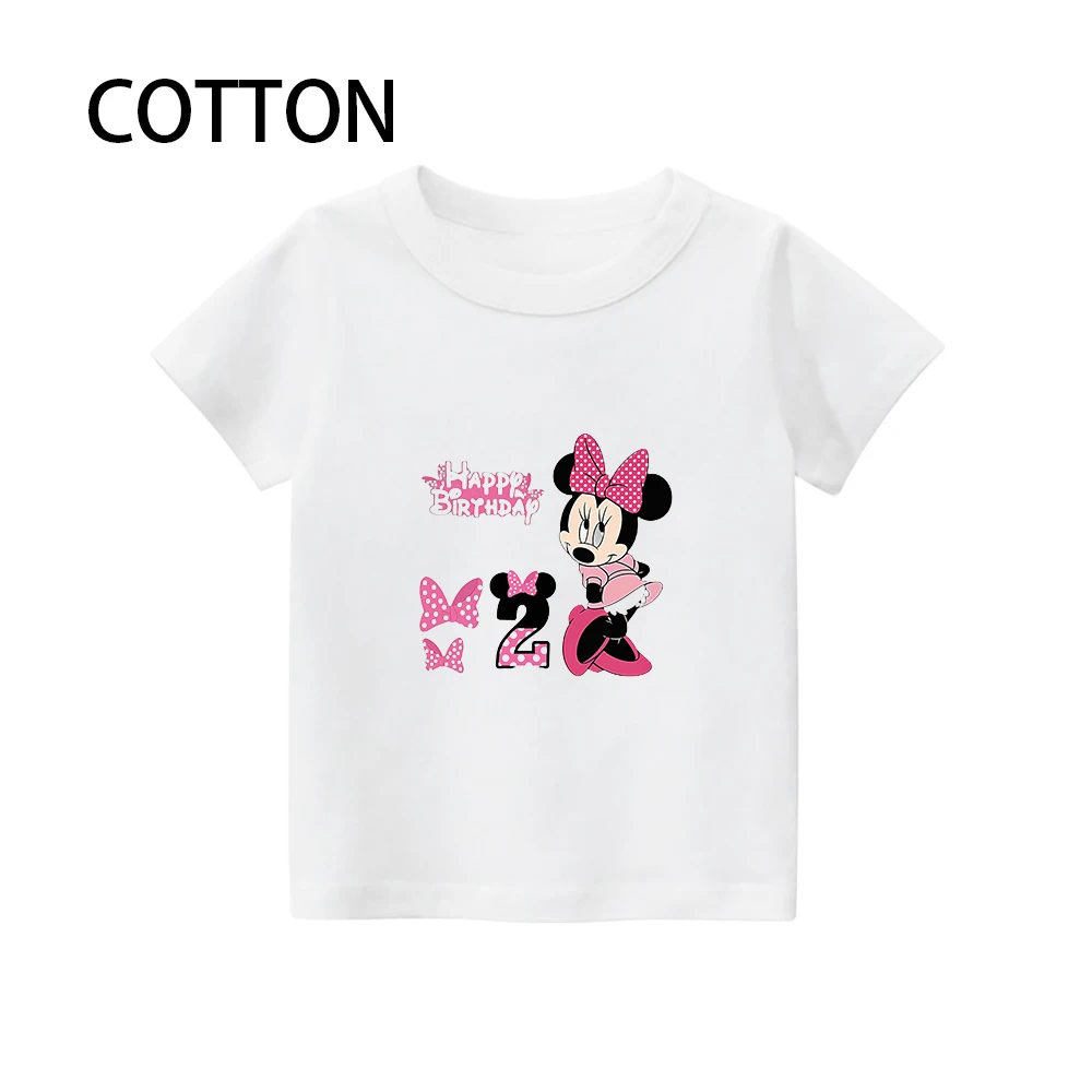 Children clothes tops minnie mouse Birthday Number  Children T-shirt Kawaii  Clothes for Girls T Shirt Anime Cartoons Casual