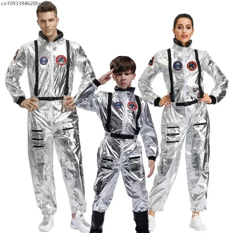 

Halloween Adult Silver Astronaut Costume Children Astronaut Costume Couples Spaceman Cosplay Suit Party Dress Up Birthday Gift