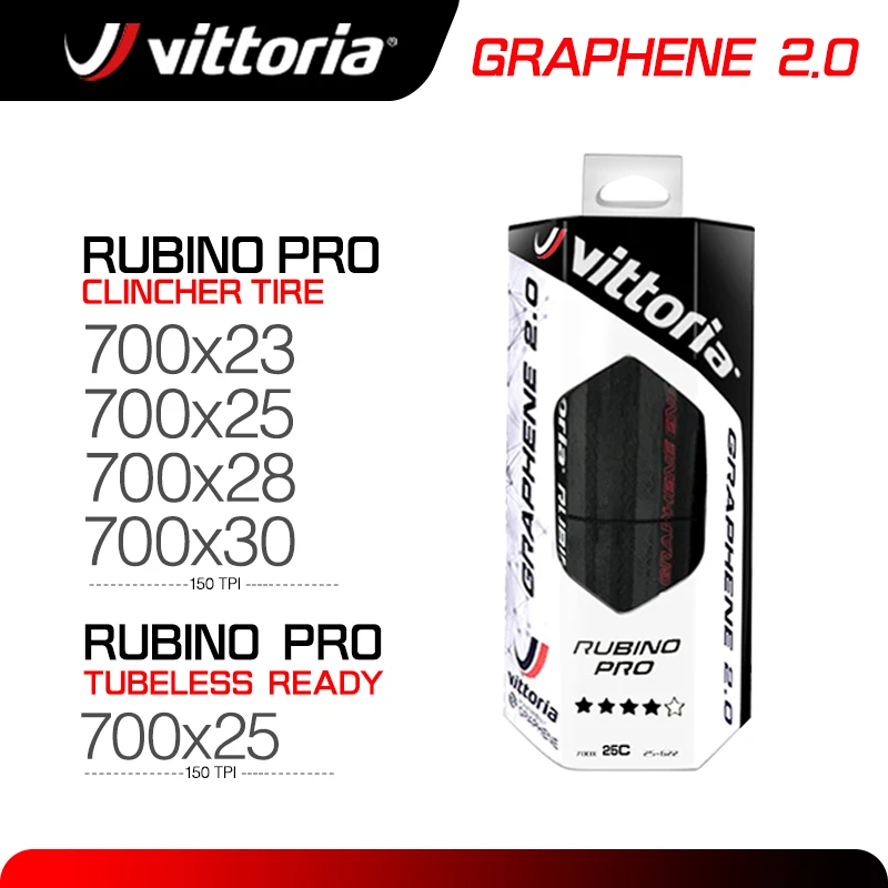 

Vittoria RUBINO PRO Road Tire 700×25/28 Graphene 2.0 Tubeless/Clincher Folding Tires 150TPI For 700X28C Road Bicycle Competition