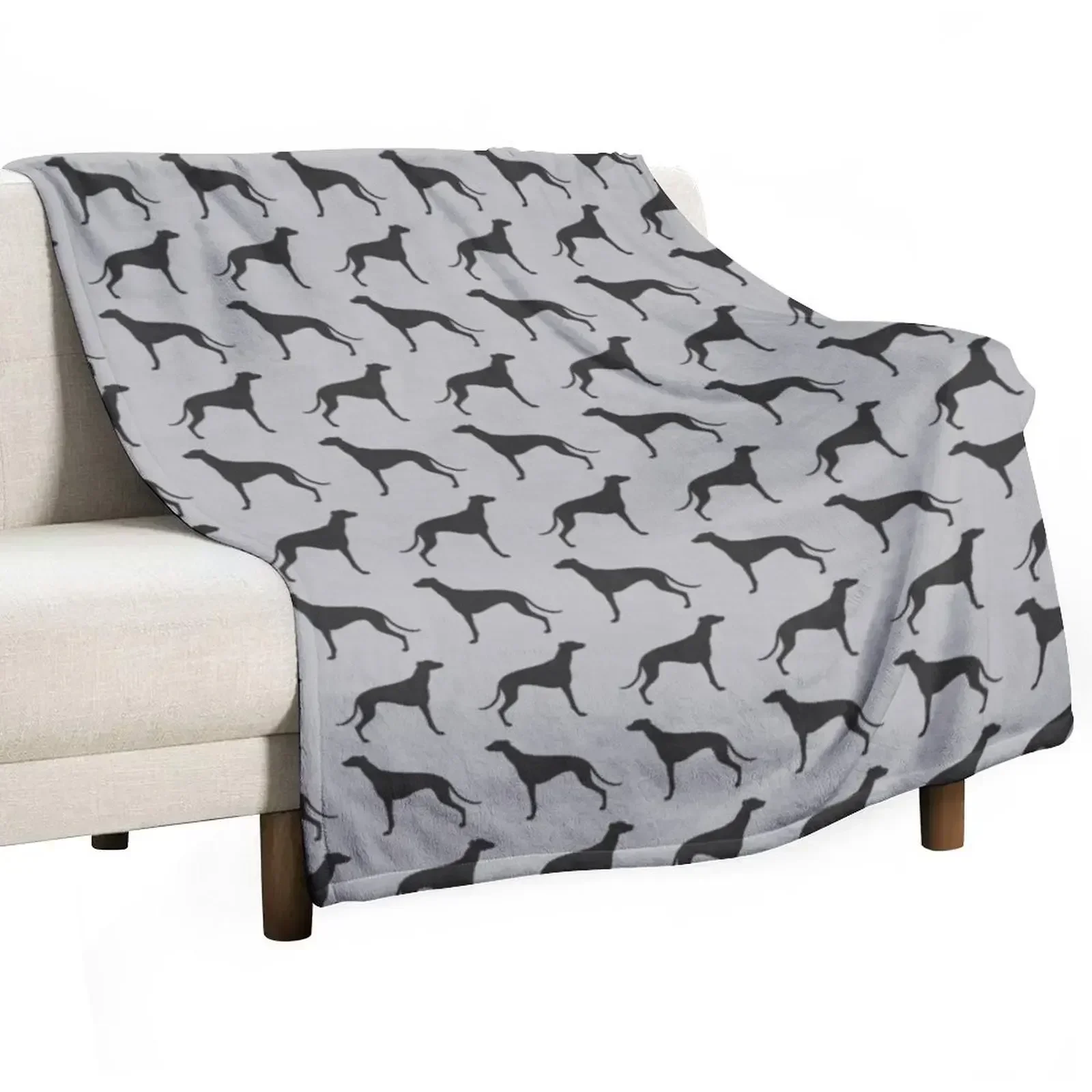 Greyhound Silhouette(s) Throw Blanket Decorative Sofa Plaid Thin Decoratives Sofa Shaggy Blankets