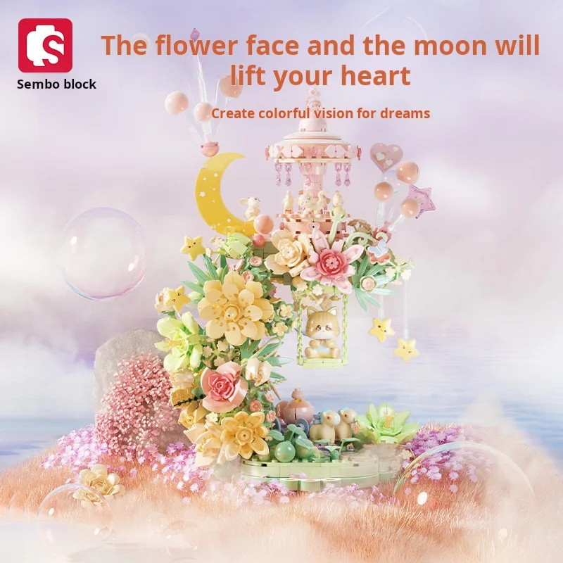 Under the Flower Moon Building Block INS Ranking List Puzzle Tiktok Ranking List Assembled Toys Pure Birthday Gift