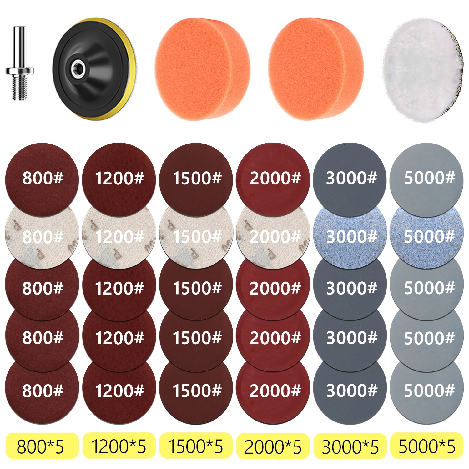 Scheinwerfer Reparatur Restaurierung Kit Auto Polieren Disc 3 zoll 75mm Auto Wachsen Schwamm Schleif Pad Mit Schleifpapier für Auto Detaillierung