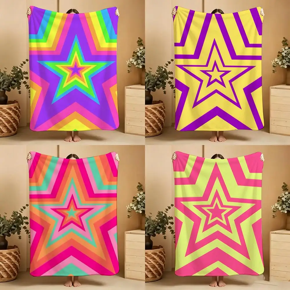 Trippy Style Psychedelic Concentric Star Throw Soft Warm Throw Blanket for Bedroom Living Room Bed Travel Camping Picnic Gift