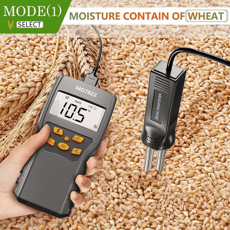 FGHGF-Hay Moisture Tester,Moisture Meter Probe For Hay,Froage Grass, Leymus Chinensis,Alfalfa And Other Hays With Data Storage