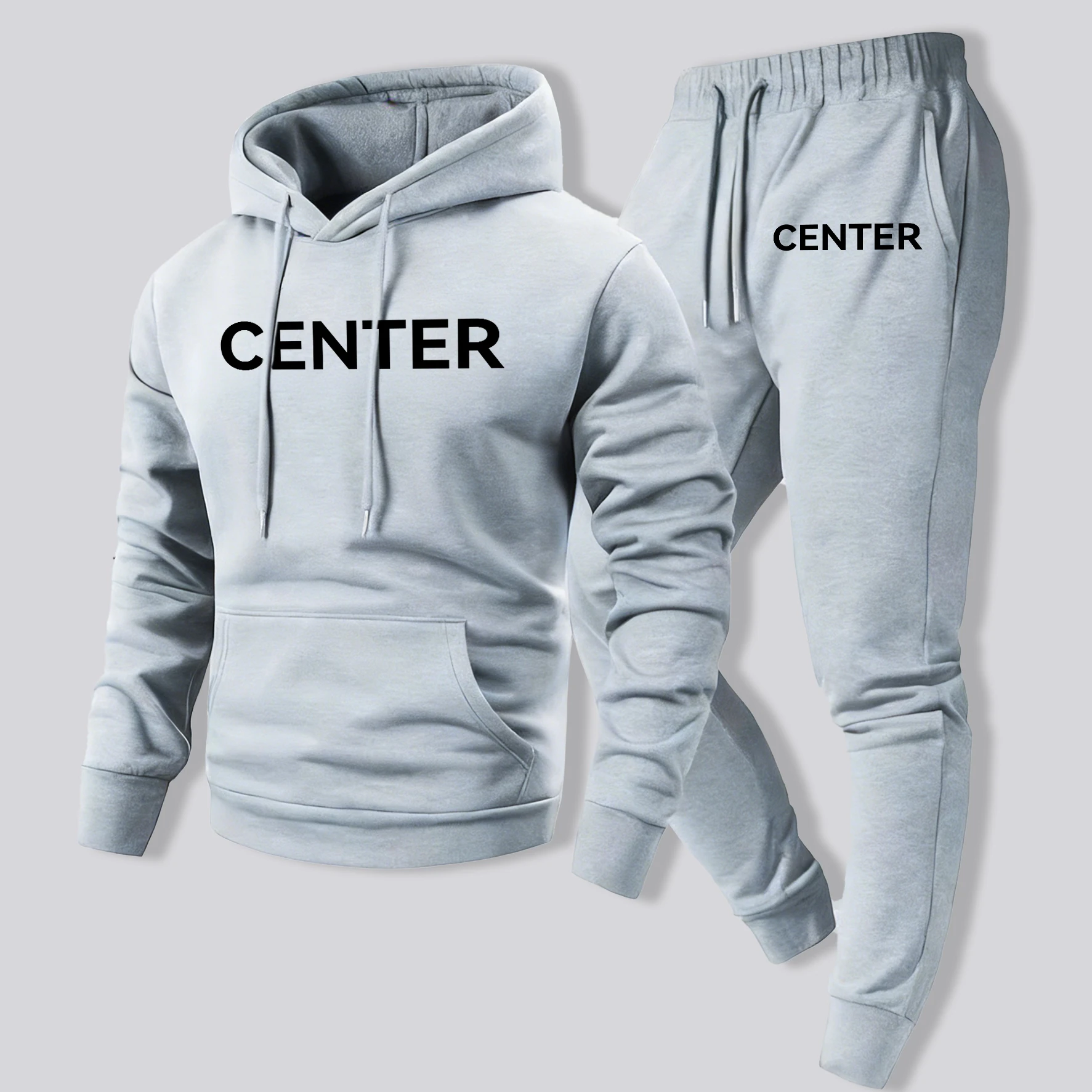 

Center Letter Printed Man'S Autumn Winter Tracksuit Sweatpants Suit Fleece All-Match Pullovers Loose Comfy Jogging Pants Unisex