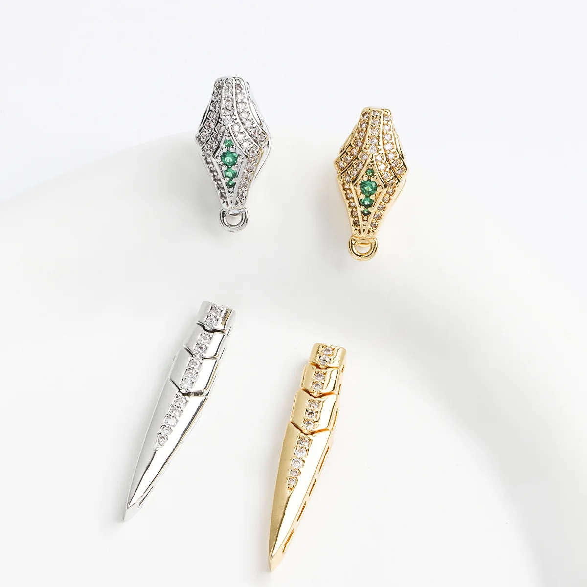 

1pc Micro-set Zircon Snake Head Snake Tail Y-shaped Chain Clip Pearl Necklace Bracelet Connecting Buckle DIY Jewelry Accessories
