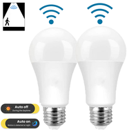 2PCS Radar Sensor LED Bulb 220V E27 12W Intelligent Ultra-Bright Energy-Saving For Indoor Stair Warehouse