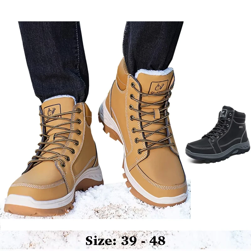 

Высококачественные кожаные ботинки длиной до щиколотки для мужчин размер 48 47 новинка 2024 года осенне-зимняя походная уличная горная обувь - черный хаки