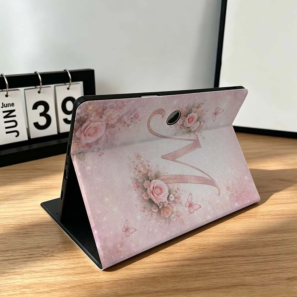 Printing Pink Floral Letter M Gift For OPPO VIVO IQOO OnePlus Realme Infinix Pad Pro 13 12.1 11.61 11.4 11 inch Tablet Case